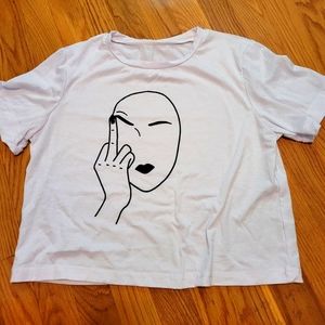 White graphic tee crop top